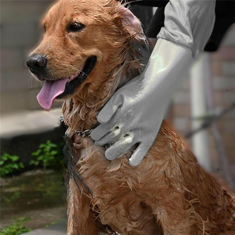 Dog bath gloves, pet grooming gloves with soft brush, suitable for bathing and massaging cats and dogs.