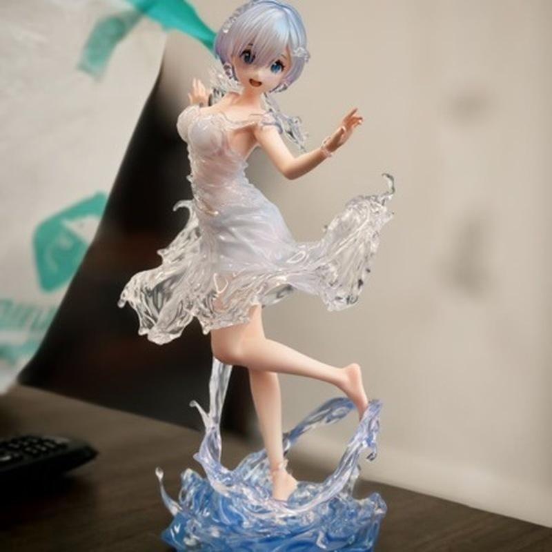 Nouveau 24cm Re:Zero Starting Life In Another World Rem Robe d'Eau Remplacement Double Face Pose Debout Figurine Anime Modèle Jouet