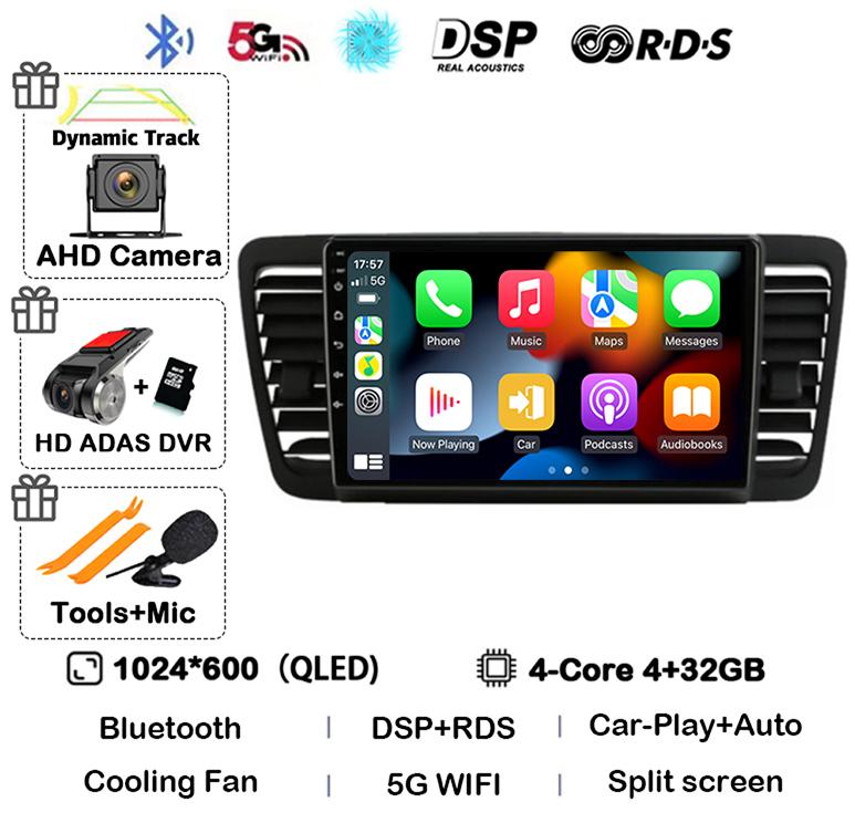 Android 14 Auto Carplay 4G+WiFi For Subaru Outback 3 Legacy 4 2003-2009 Car Radio Multimedia Video Player GPS 2din DVD Head Unit