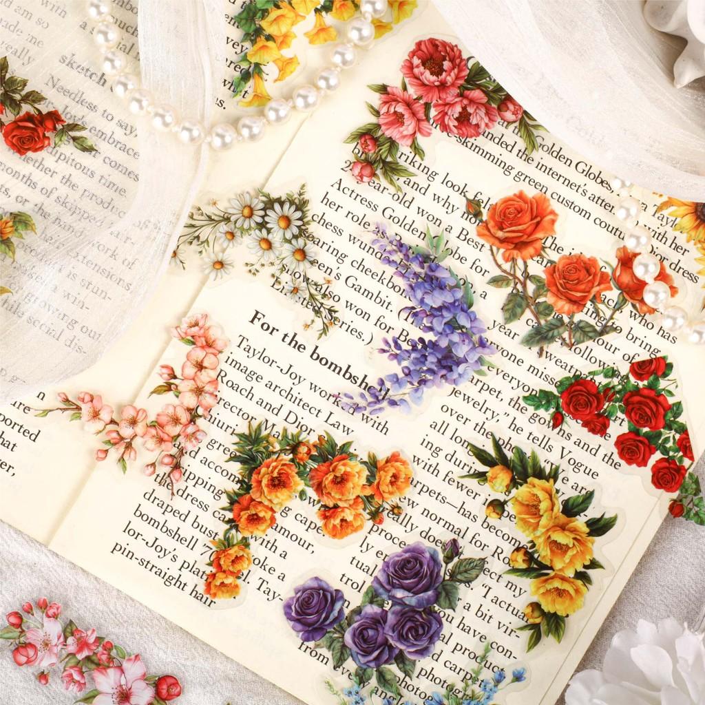 20 Pcs Floral Corner Stickers PET for Journaling Scrapbook Supplies DIY Crafts and Decorative Aesthetics Sticker