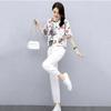 Women's Summer Casual Sports Suit Round Neck Short Sleeve T-shirt + Pants Two-piece Set