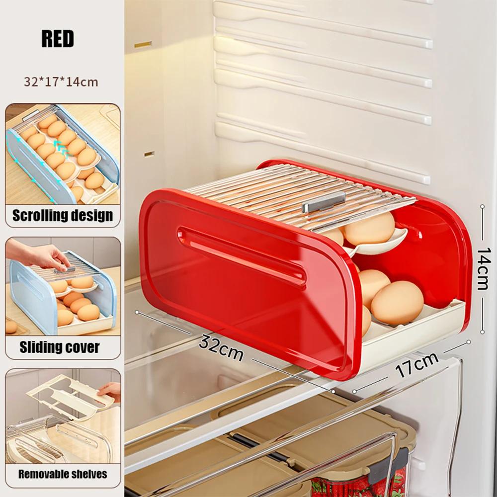 New Rolling Egg Storage Box Double-layer Storage Rack Automatic Egg Rolling Device Refrigerator Egg Storage Box Kitchen Crisper