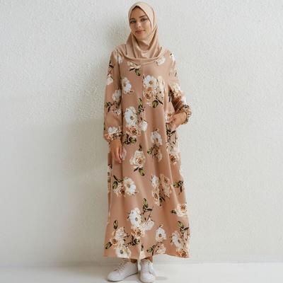 Ανοιξιάτικα καλοκαιρινά μουσουλμανικά φορέματα μόδας Ολόσωμο εμπριμέ Floral casual μακρύ φαρδύ φόρεμα σιφόν Γυναικεία μάξι φορέματα Vestidoes με πακέτο