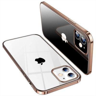 Schutzhülle - E.F.Connection - für iPhone 13 mini - Silikon TPU - Verchromter goldener Rahmen - Ultraslim