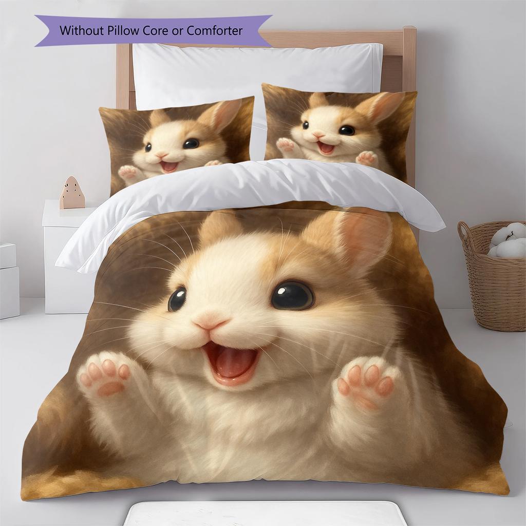 Cartoon-Muster Bettwäsche Steppbett-Set Bettbezug Kissenbezug Heimdekoration Geburtstagsgeschenk (1 Bettbezug + 2 Kissenbezüge, ohne Füllung)