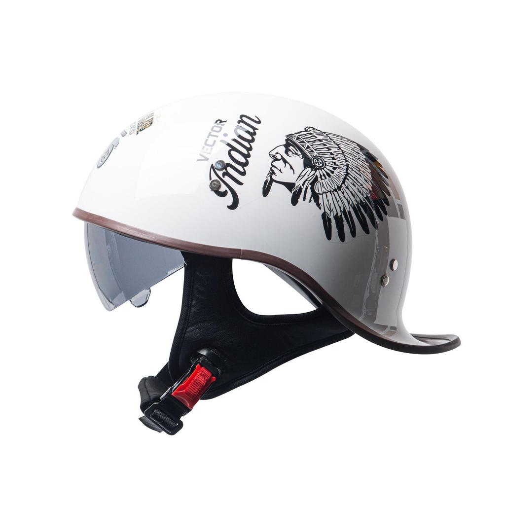 Retro Summer Lightweight Half Helmet with Inner Lens for Men and Women