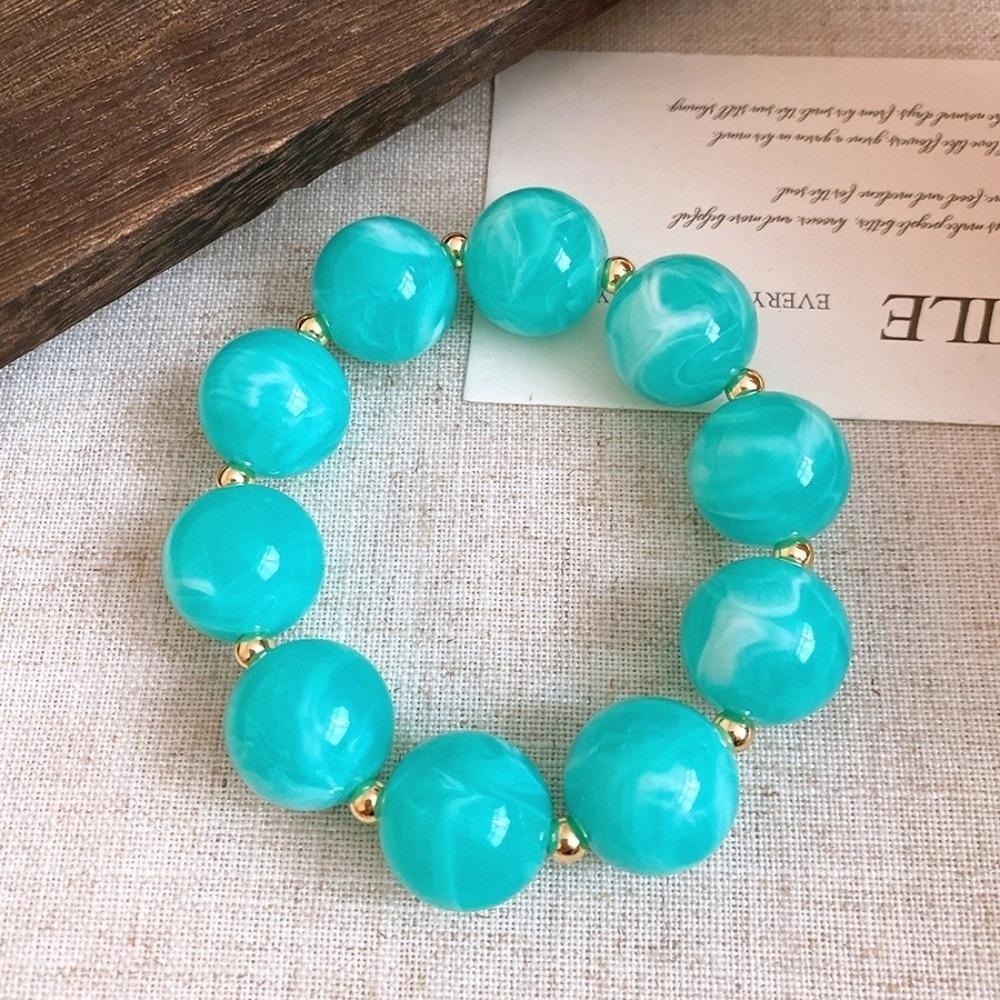 Collier Rond en Acrylique Perlé Style Bohème Chaîne de Cou Élastique pour Femmes
