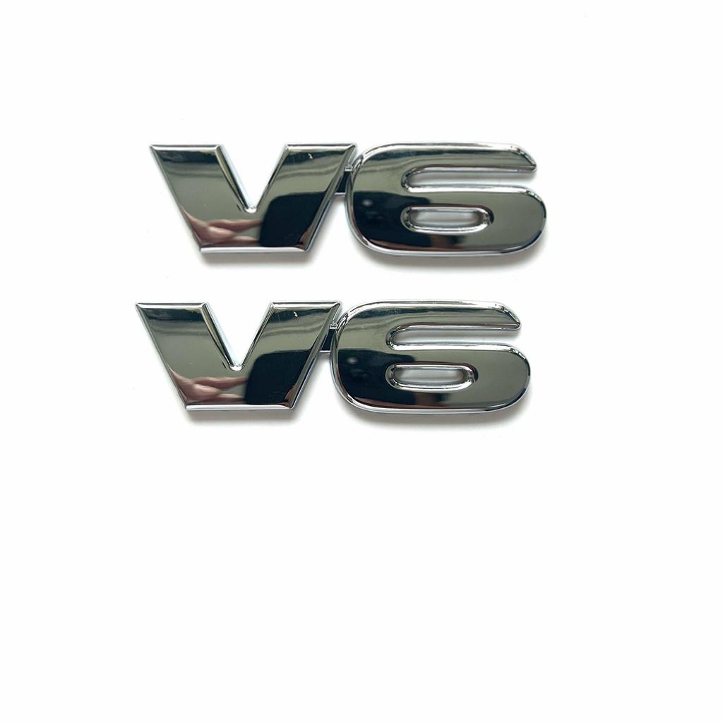 V6 Car Trunk Rear Side Emblem Badge Sticker 3D Silver Matte Black For Car Motorcycle Truck SUV