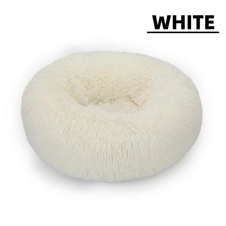 Dropshipping Long Faux Fur Pet Bed Comfortable Waterproof Plush Donut Round Dog Bed Soft Washable Cat Bed Removable Pet Cushion