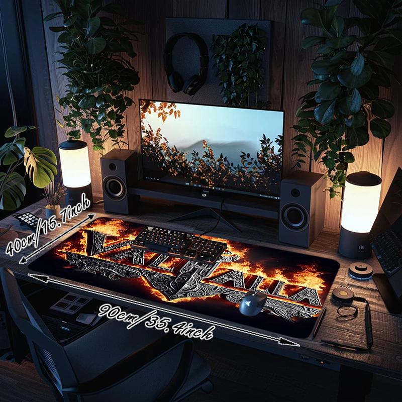 1PC Valhalla Flame Large Durable Mouse Pad Suitable for Office Desks, Gaming Desktops.Non-Slip Back P54