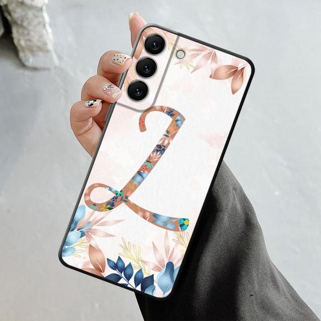 Handyhülle für Samsung Galaxy S23 S22 S21 S20 Fe Ultra S10 S9 S8 Plus Note 20ultra 10plus Hülle Blumenmuster Blatt Buchstabe Kunst