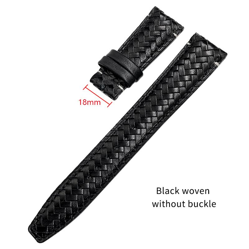 

20mm 21mm 22mm High Quality Cowhide Woven Watchband Fit for IWC Portugieser Pilot s Mark Curved End Genuine Leather Watch Strap 20mm чёрный