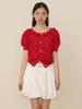 Opening Sunshine Ruffle Collar Crop Knit Cardigan_Red