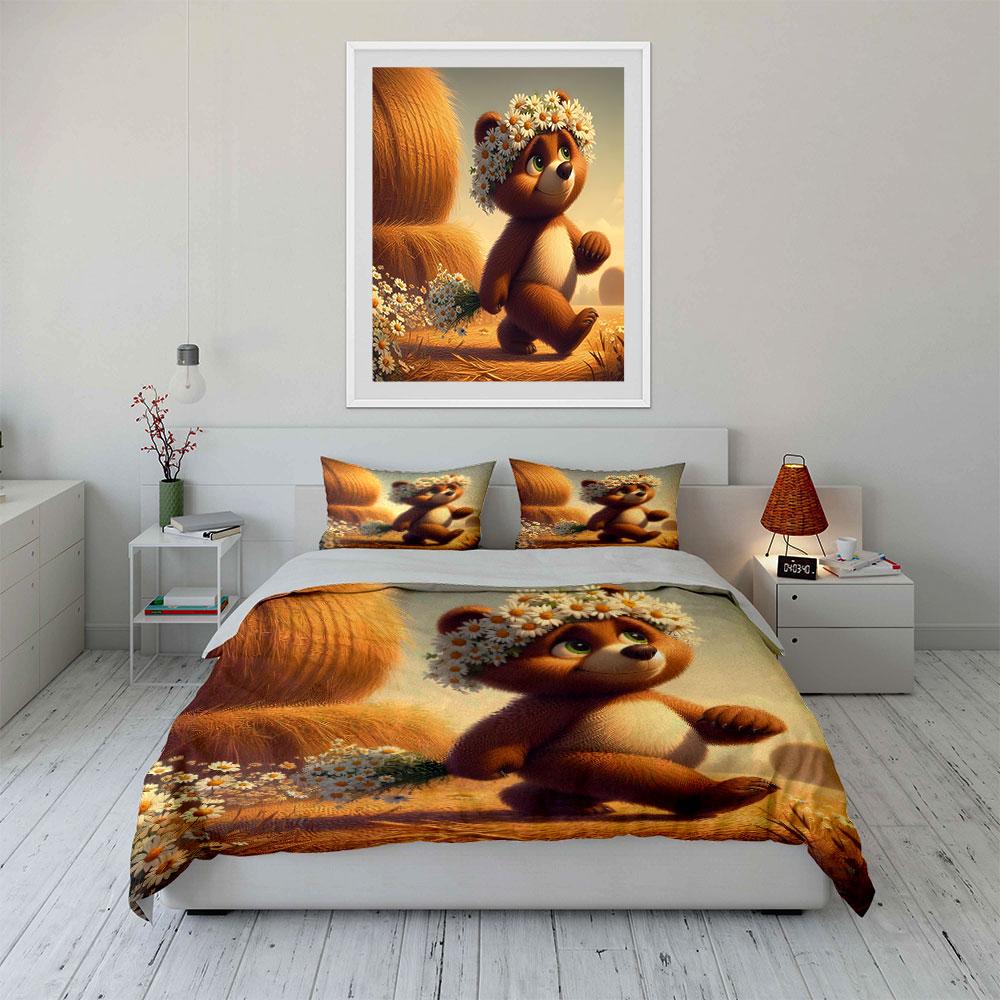 Adorable Bear Trio In Nature Exquisite Three-Piece Bedding Set Gift For Kids And Adults