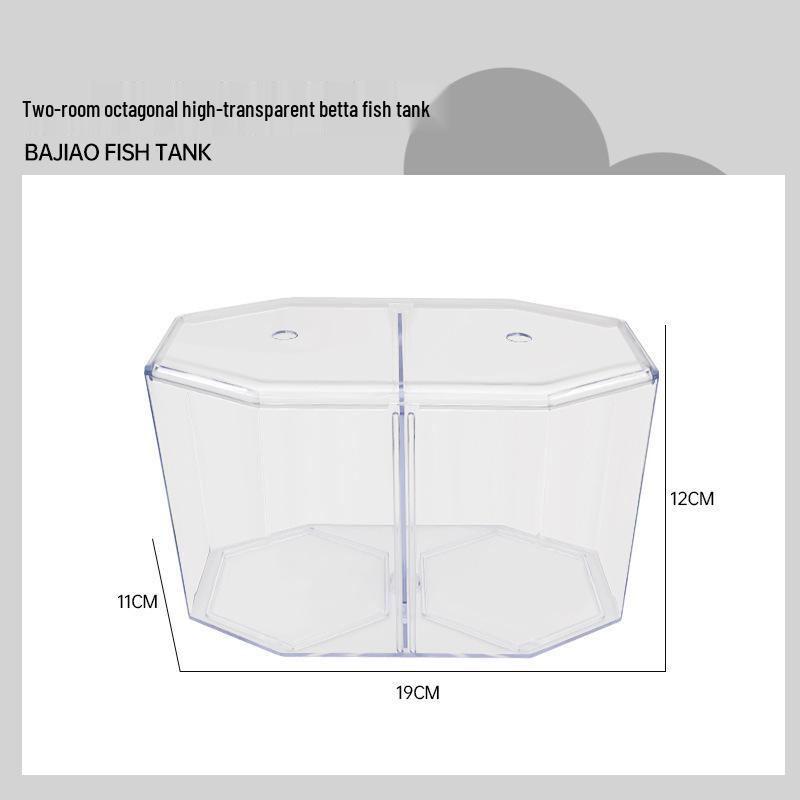 Dual-Compartment Diamond-Pattern Betta Fish Tank with Hatching Box - Transparent Isolation and Desktop Decor for Betta & Goldfish.