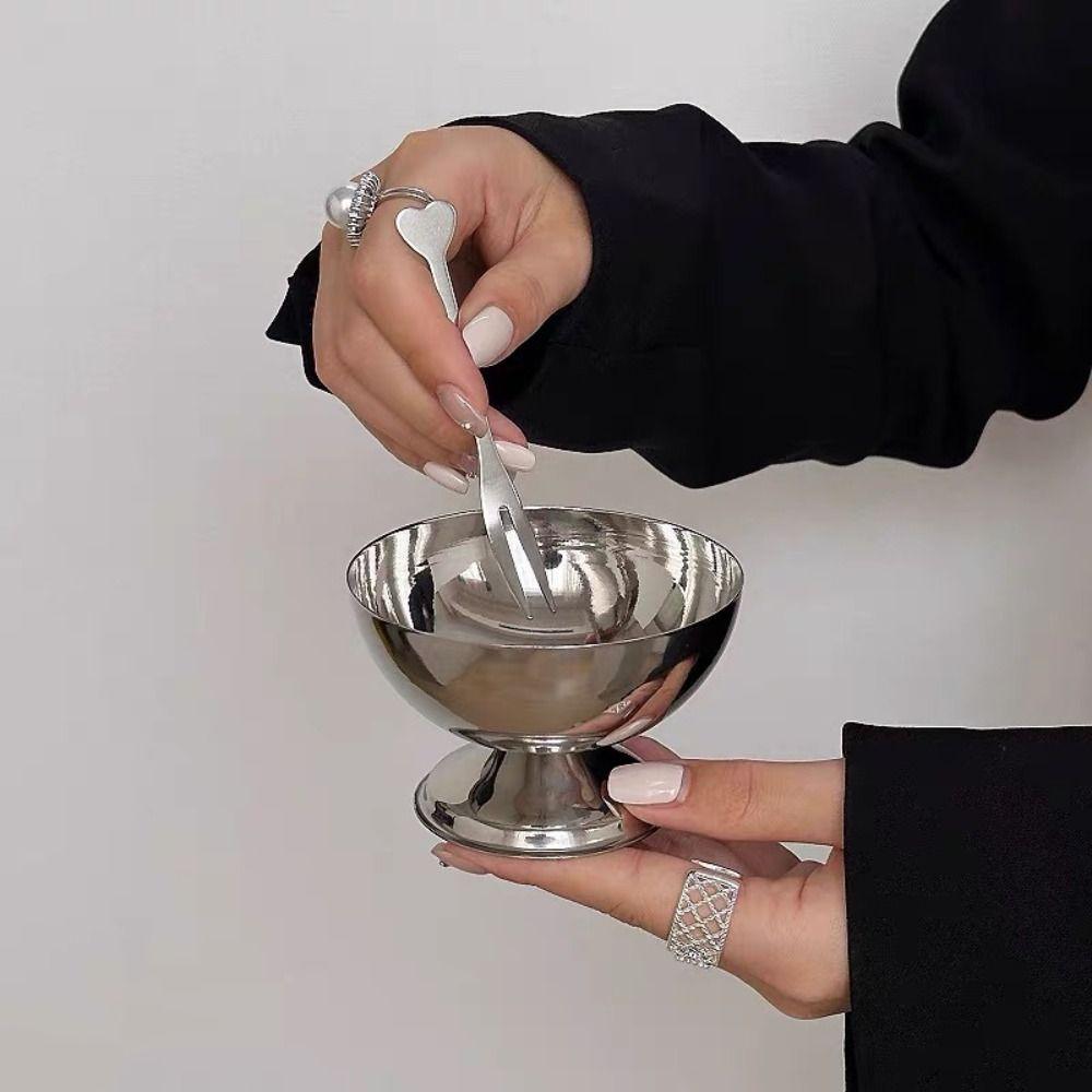Runder Dessertbecher Edelstahl Süßigkeitenbehälter Robuste Vintage Servierschalen Obst