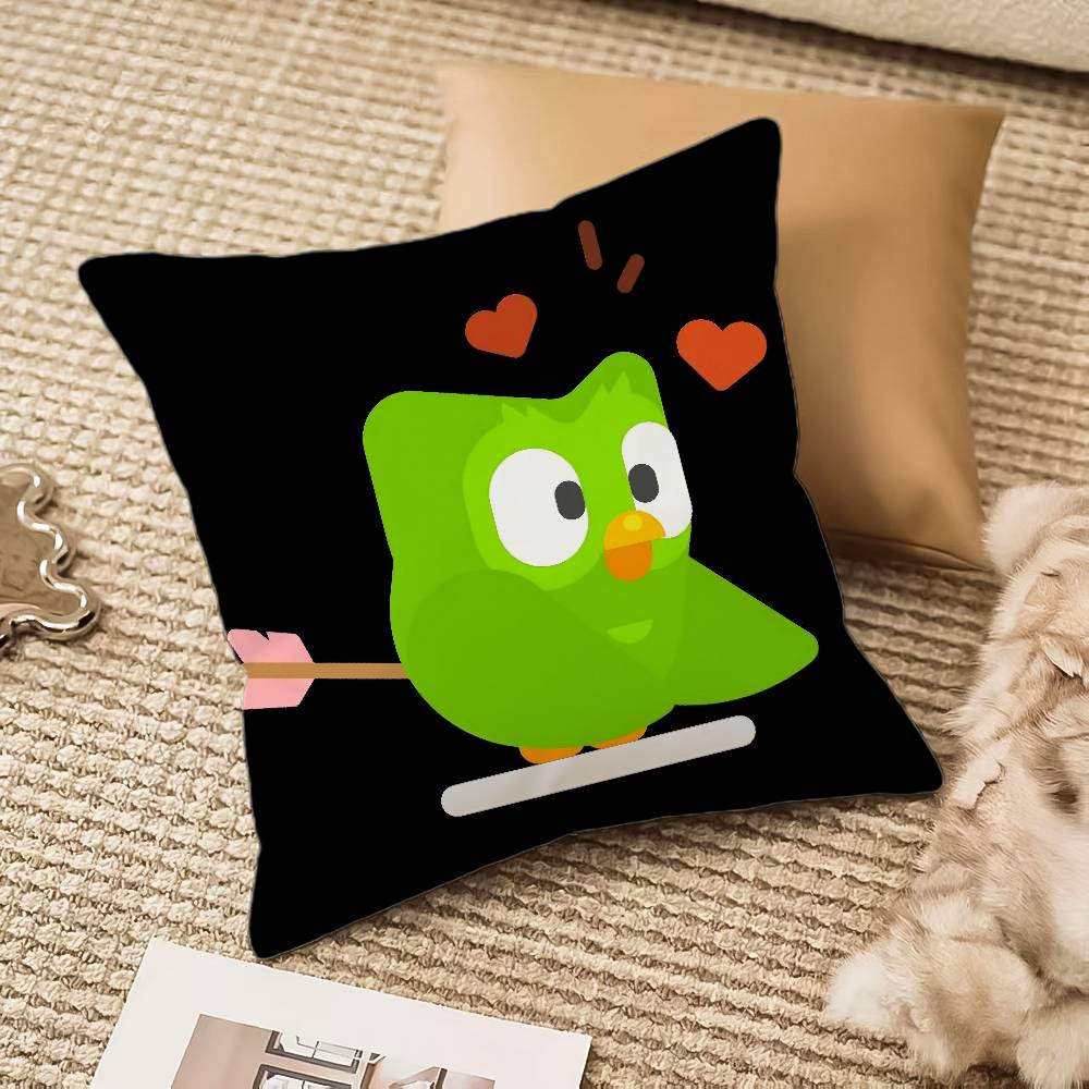 Cute Cartoon D-Duolingos Pillow Case Silky elegant Comfort Sofa Bed Invisible zipper Beach pillowcase