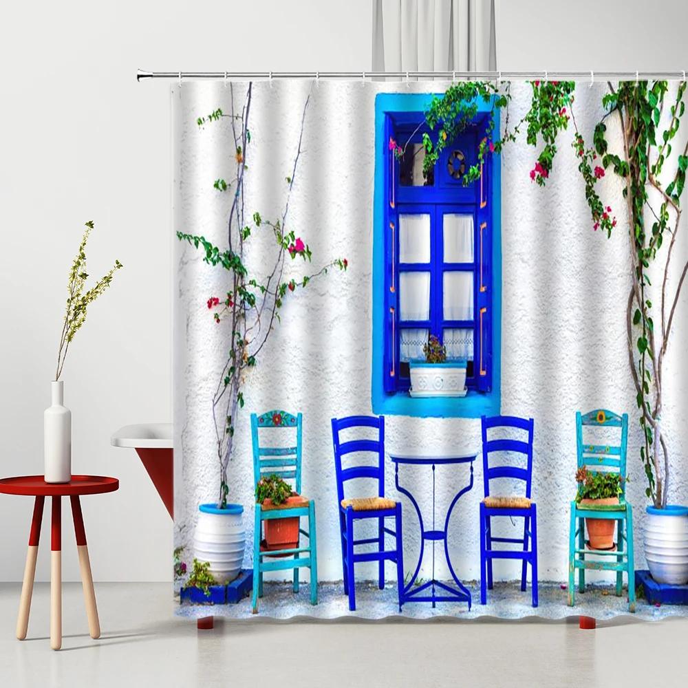 Bauernhaus Dekorativer Duschvorhang aus Holztür Retro Rustikale Scheunenholztür Europa Western Country Home Decor Badvorhanghaken