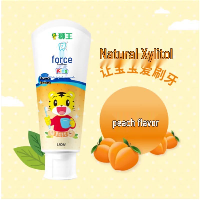 

Lion Chilijia Qiaohu Kids Fluoride Toothpaste, Peach, 3-Pack