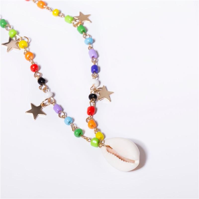 European and American Colorful Rice Beads Bohemian Star Necklace Simple and Versatile Summer Pearl Shell Pendant Necklace for Women