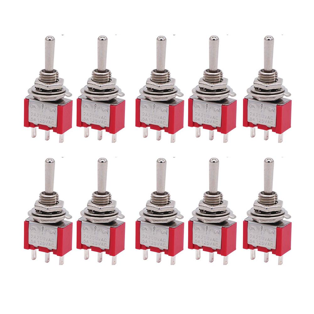 10Pcs/Set DIY Toggle Switch ON-OFF-ON  3Pin 3 Position Latching MTS-103  AC 125V/6A 250V/3A Power Button Switch Car