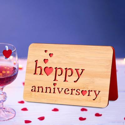 Carte d'anniversaire romantique en bois - Idée de cadeau affectueux pour les couples
