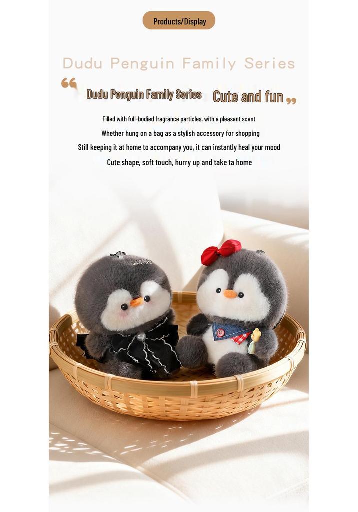 Navy Penguin Doll Keychain: Cute Heart Backpack Charm for Women