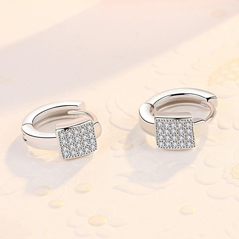 Prevent Allergy 925 Sterling Silver Zirkón Štvorcové náušnice Kúzlo Ženy Dievčenské šperky Party doplnky Eh289