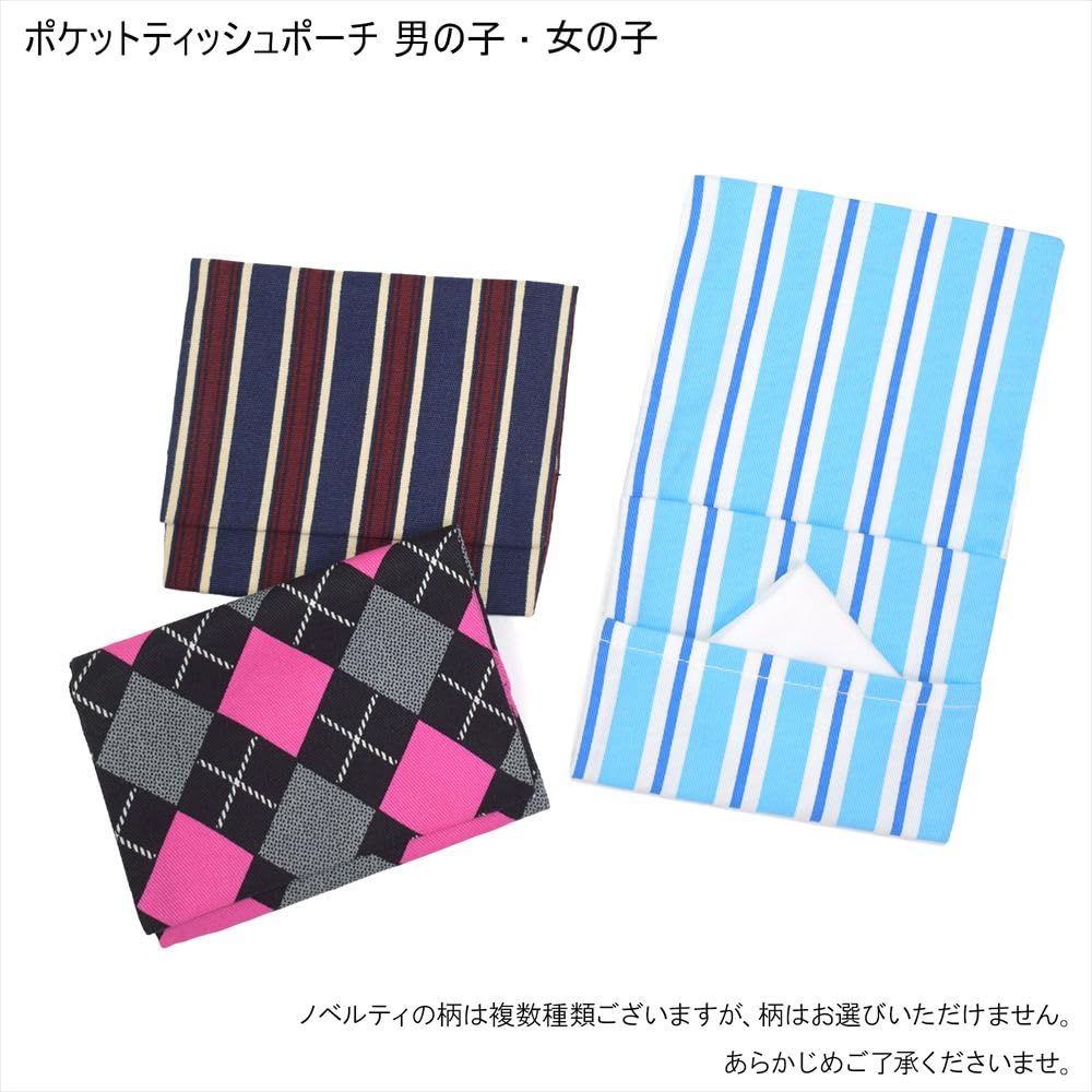 COLORFUL CANDY STYLE Pass with Coil Chain Large Navy Pocket Tissue Case, Unisex, Children's, Train, Bifold, Hook, Check, Blue, N5913200-NVL2511