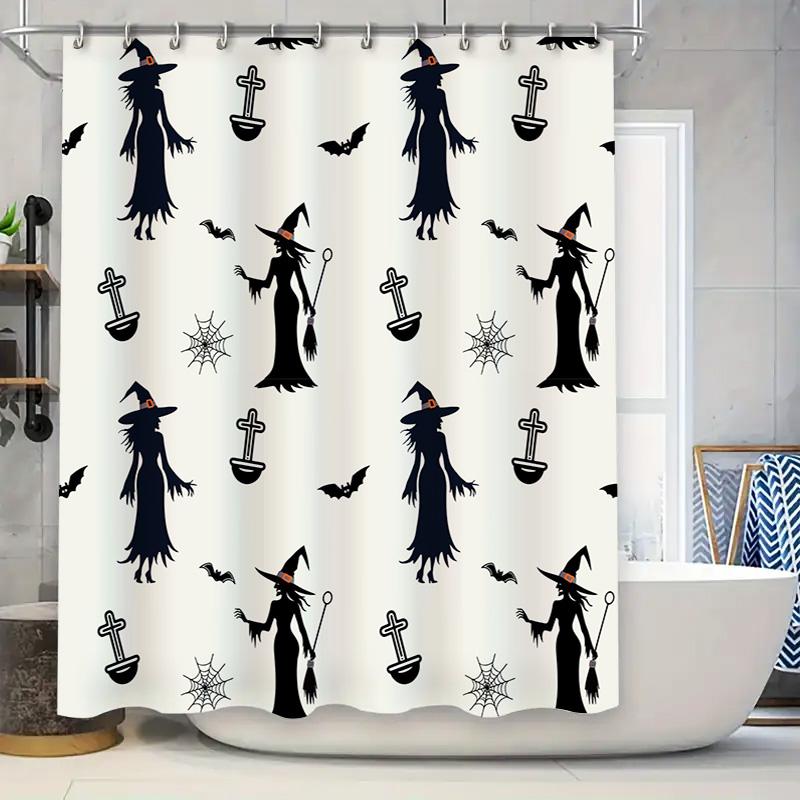 

Halloween Shower Curtain Decorations Witch Pattern Waterproof Bathroom Liner For Home Decoration W60H190(CM)-1 Pcs