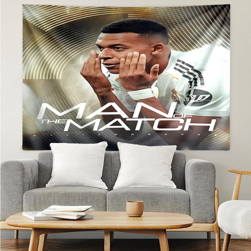 Kylian Mbappé Tapestry for Bedroom Aesthetic Classroom Tapestries Wall Hanging for Living Room Dorm Office,Ideal Creative Gift