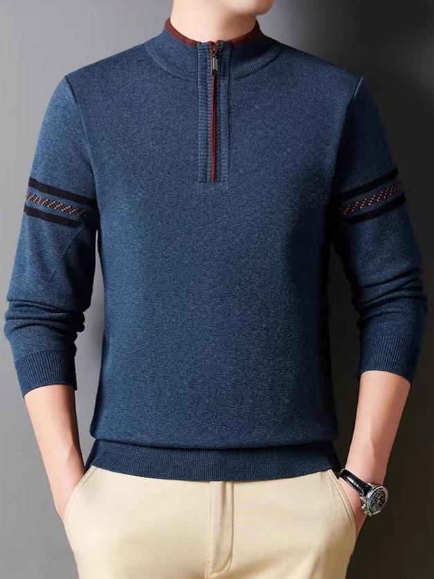 Men's Half-Zip Thick Knit Sweater – Stylish Autumn/Winter Casual Business Base Layer