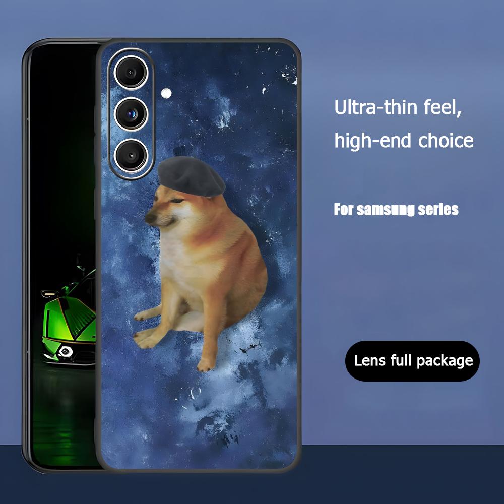 

Крутой арт чехол для телефона с собакой Cheems для Samsung Galaxy S25 S24 S23 S22 S21 S20 Plus Ultra Note20 Мягкий Черный Galaxy S25 Ultra