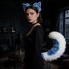 Realistic Foxes Tail And Ears Set For Women Cosplay Faux Furs Costume Headband and Tail Convention Role Play Accessories