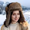 New plaid polyester cotton three-color wool supply thickened warm hat winter ear protection hat plush cap