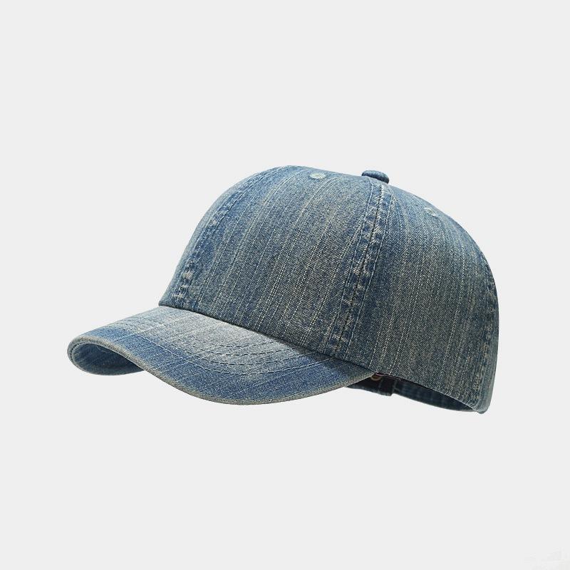 European and American new washed denim short brim cap women's trendy British retro versatile baseball cap men's sun hat