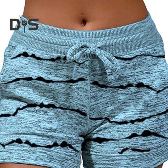 Women's Summer Beach Shorts Casual Elastic Drawstring Sports Bottom Mid-Waist Yoga Shorts Pants with Pockets