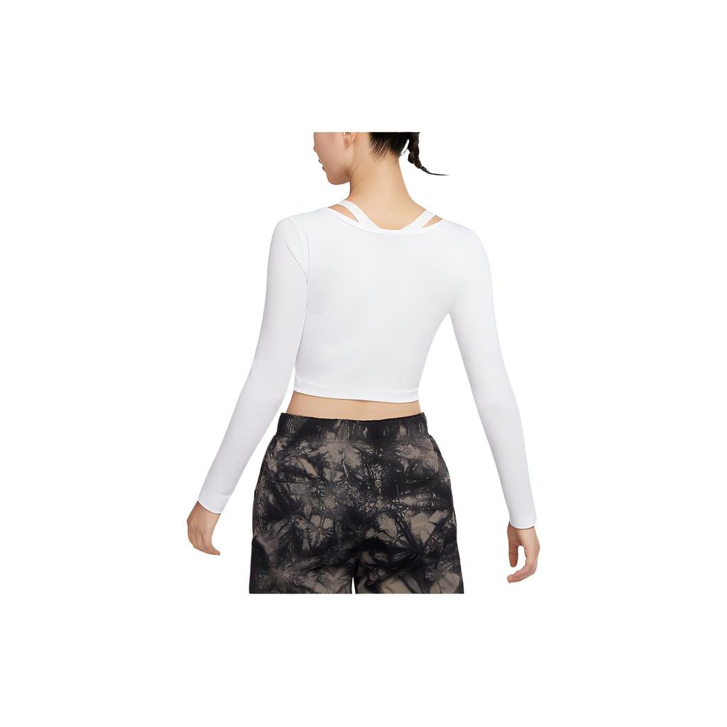 Jordan Flight Solid Color Logo Print Long Sleeve Crew Neck T-Shirt Women Tops White DQ4466-100