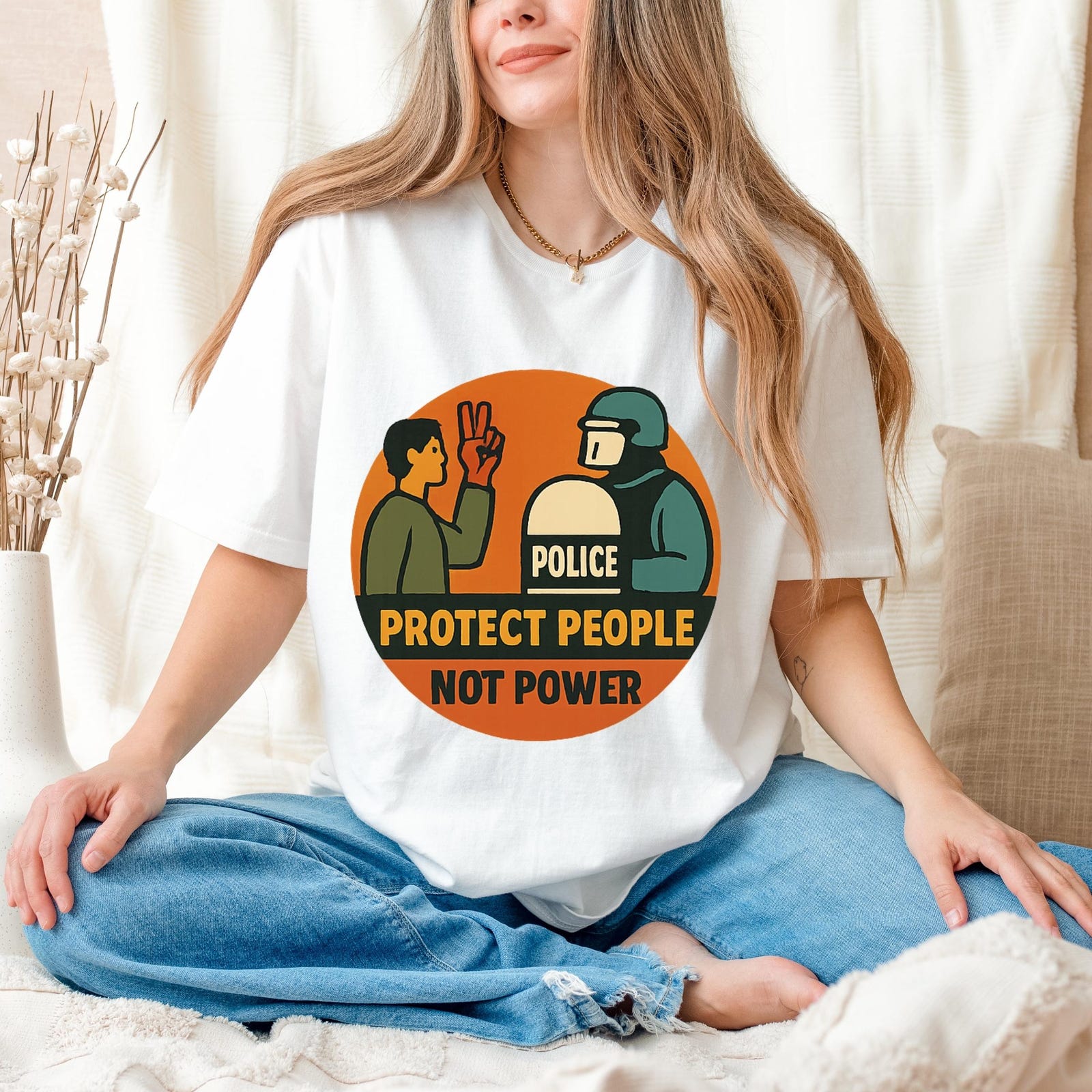 Футболка «Защищай людей, а не власть» – Протестная футболка против полицейского насилия, Вдохновляющая унисекс футболка S