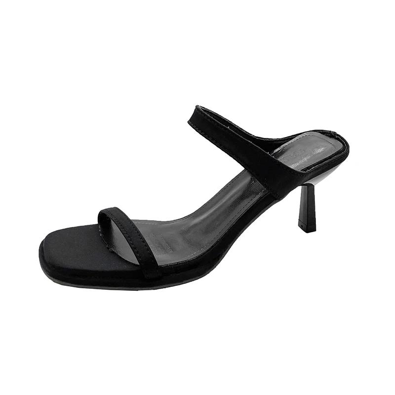 Shoes for Women 2025 New Summer Outdoor Modern Slippers Fashion Stiletto Peep Toe Square Toe High Quality Women's Slippers