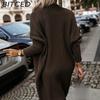 BITCED Women's Knitted Cardigan Autumn/Winter Oversized Solid-Colour Sweater