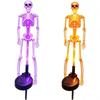 Luce Solare Impermeabile Scheletro Spaventoso di Halloween a Paletto LED Viola 3D Scheletro Full Body Luminoso Luce per Sentiero per Cortile Giardino Prato Cimitero