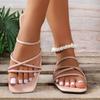 Plus Size 2026 Summer New Women’s Open Toe Slippers Outdoor Low Heel Narrow Band Sandals for Versatile Daily Casual Slippers