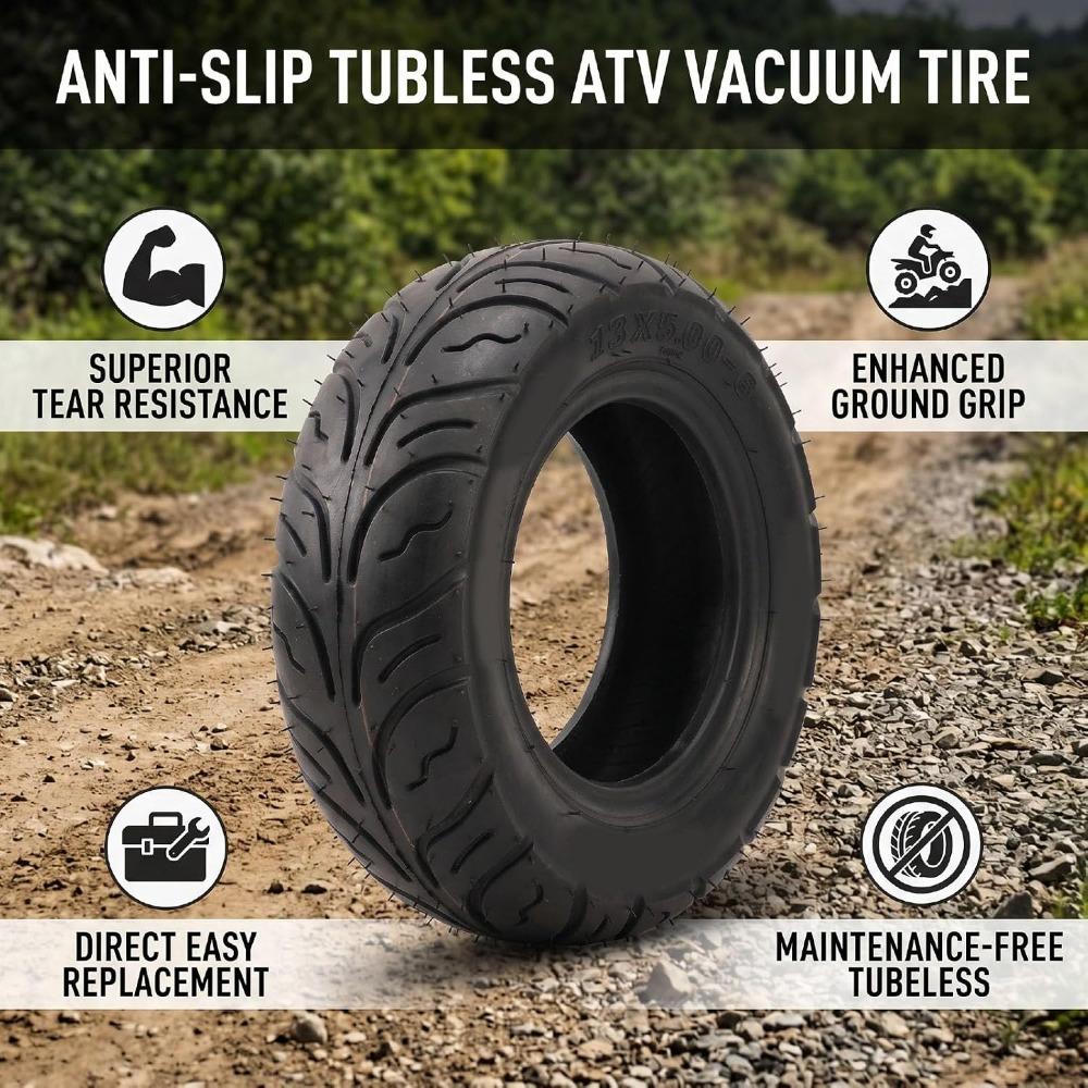 Anti Slip Tread Vacuum Tire 13x5.00-6 Replacement Tire Durable Tubeless Tire For ATV