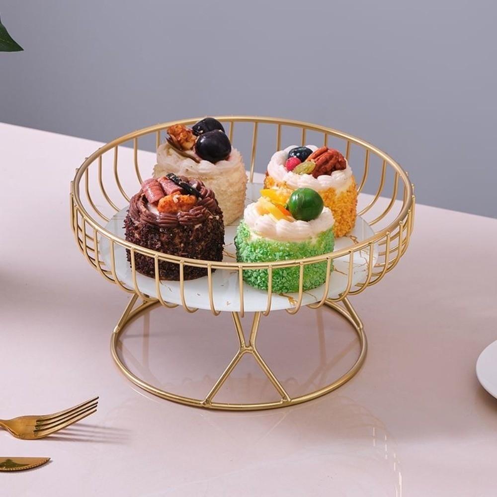 Durable European Luxury Fruit Cake Tray Large Round Creative Design Fruit Basket Snack Display Dessert Stand Home Decor