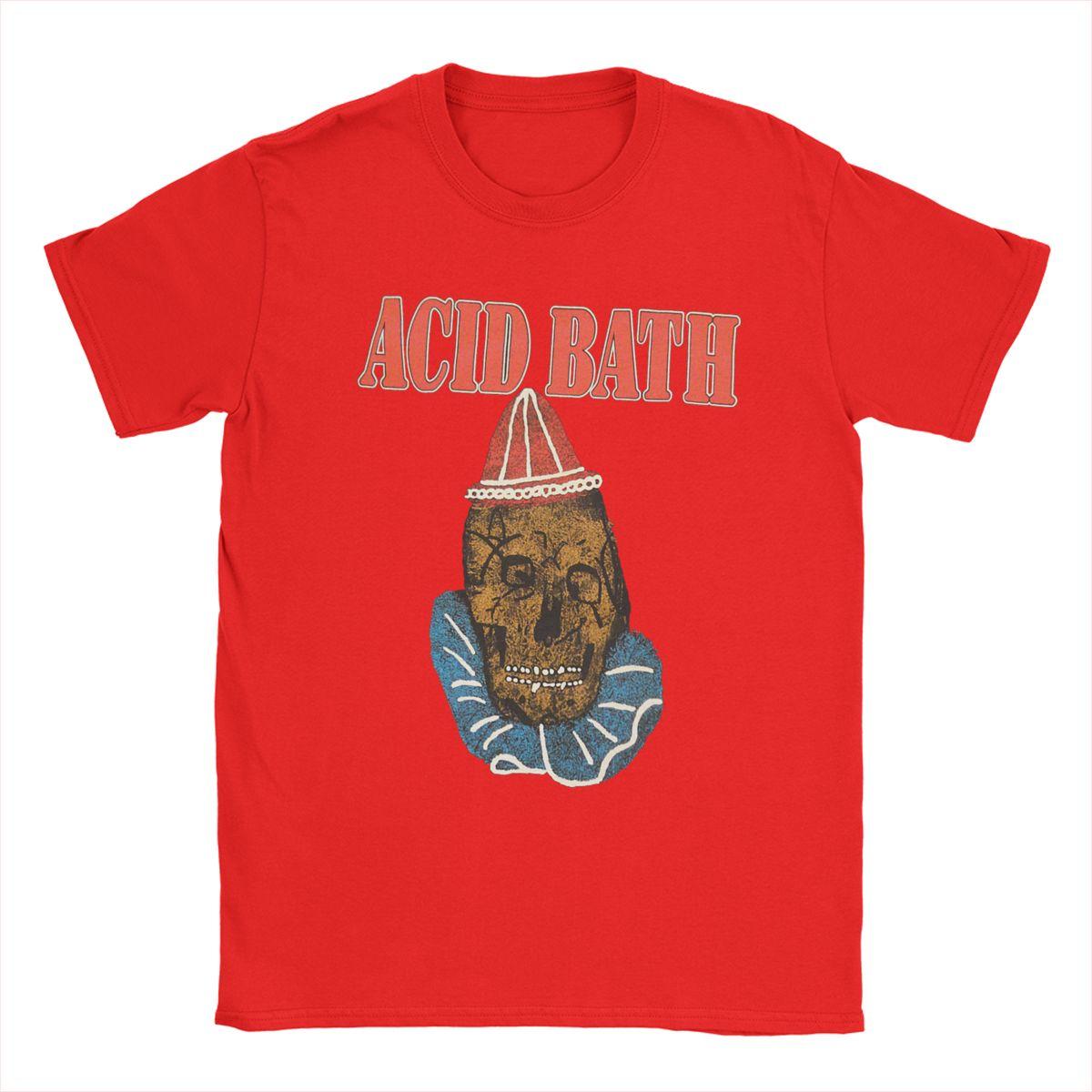 

Men s T-Shirts Acid Bath Vintage 100% Cotton Tees Short Sleeve T Shirt Crew Neck Clothes 5XL S червоний