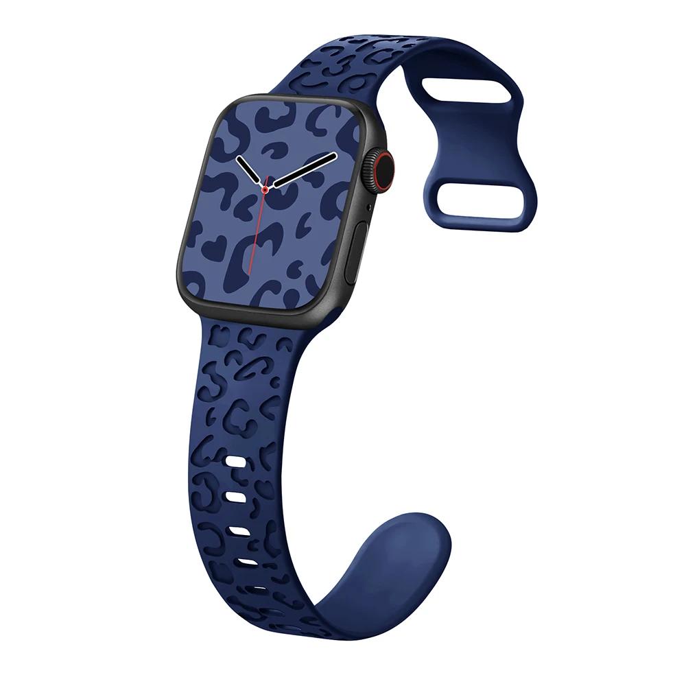 Silicone Strap For Apple Watch 10 9 8 7 45mm 41mm 42mm 46mm Ultra 2 49mm Leopard Print Bracelet Wristband iWatch 6 5 4 SE Correa