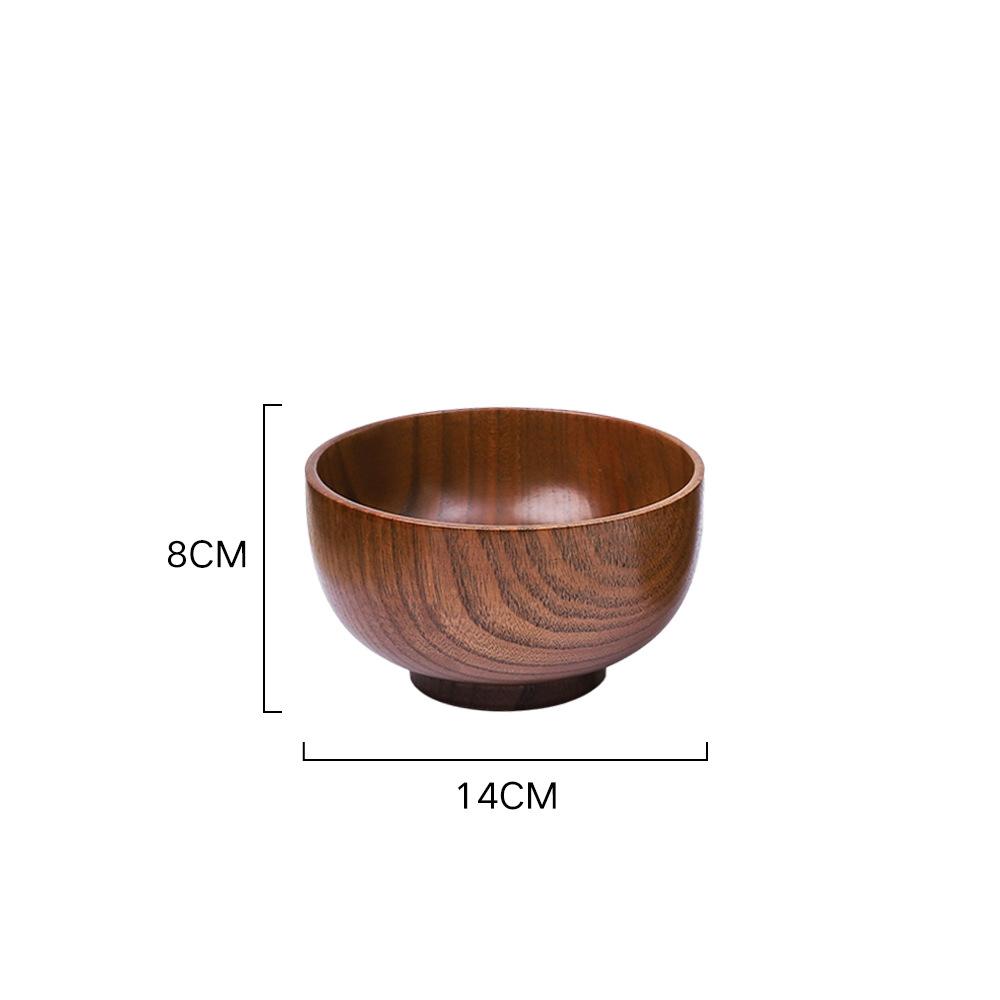 Natural Vintage Wooden Bowl Fruit Salad Bowl Noodle Rice Soup Bowl Craft Decoration Kitchen Utensil Tableware
