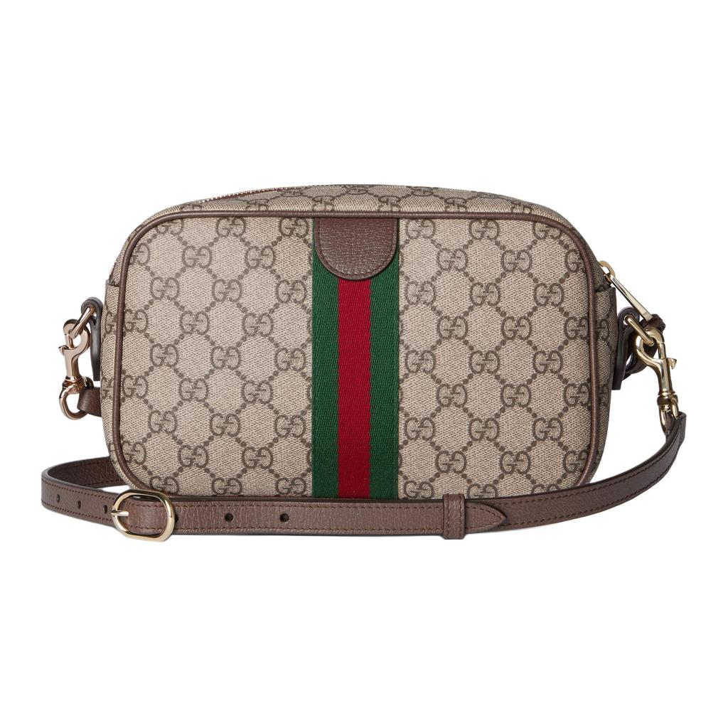 Gucci Ophidia Beschichtete Stoff Schultertasche Klein Damen Beige Dunkelbraun