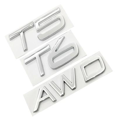 1Pcs 3D Metal AWD T5 T6 Logo Car Side Fender Rear Trunk Emblem Badge Sticker Decals For S60L XC60 V40 XC90 Car Styling